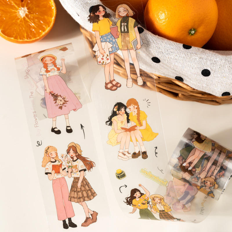 1 Roll Orange-Scented Girls Series Character Decorative Tape