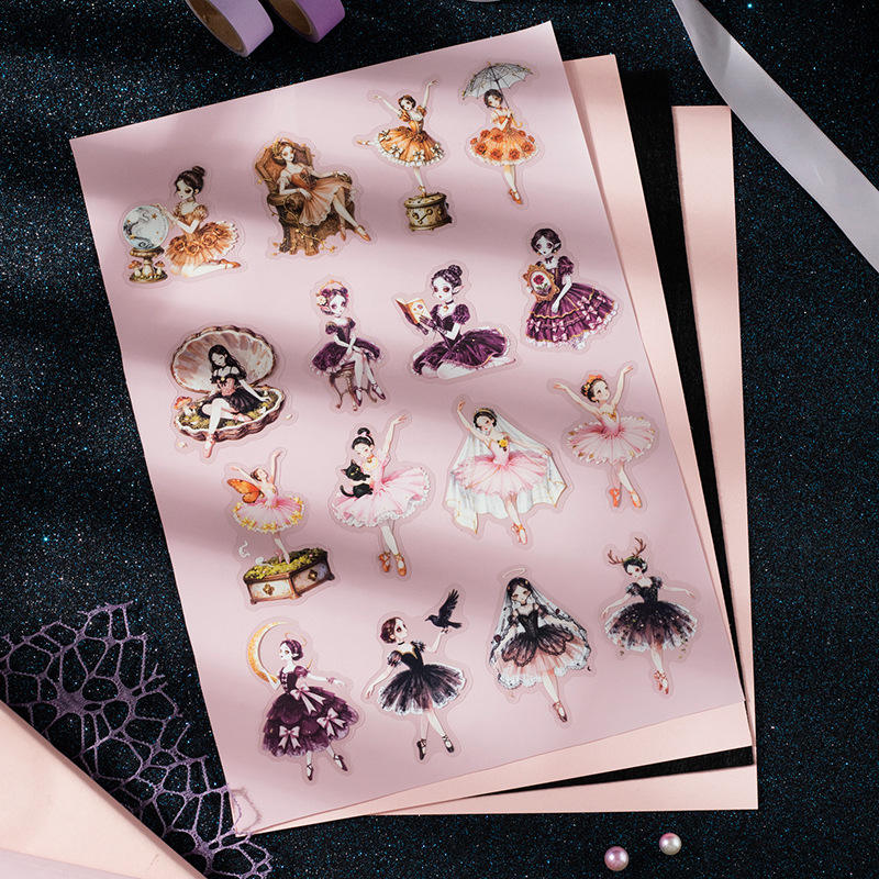 15 Pcs Little Ballet Series Dreamy Retro Character Stickers