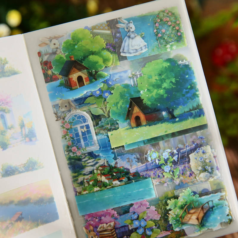 20 sheets Wind and Rain Series Retro Scenery Elements Stickers Book
