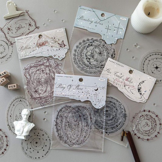 10 Pcs Galaxy Museum Vintage Peel-and-Stick Decoration Stickers