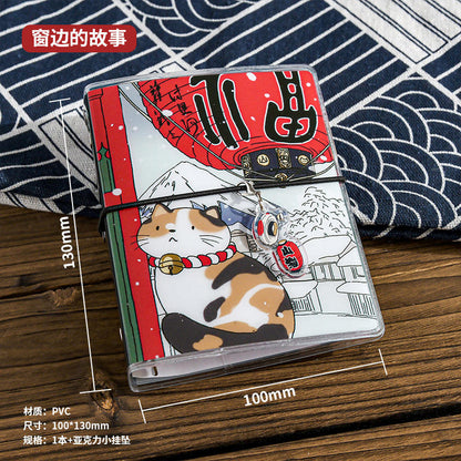 1 Pc Loose-Leaf Lynx Story M5 Notebook with Band Closure and Charm