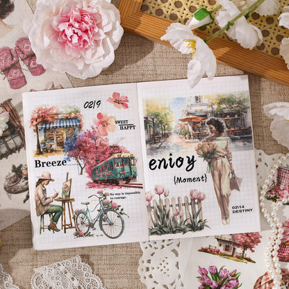 20 Sheets Memory Time series Vintage Plant Flower Character Landscape Sticker Book