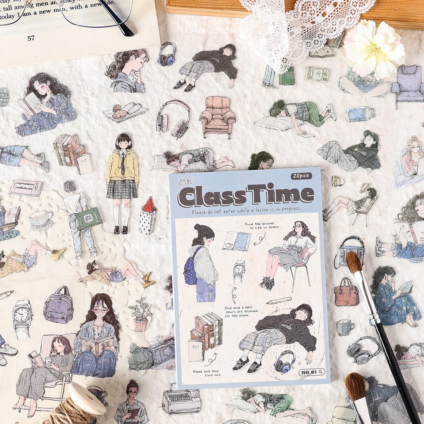 20 Sheets Mori Girl Creative Character Sticker Book