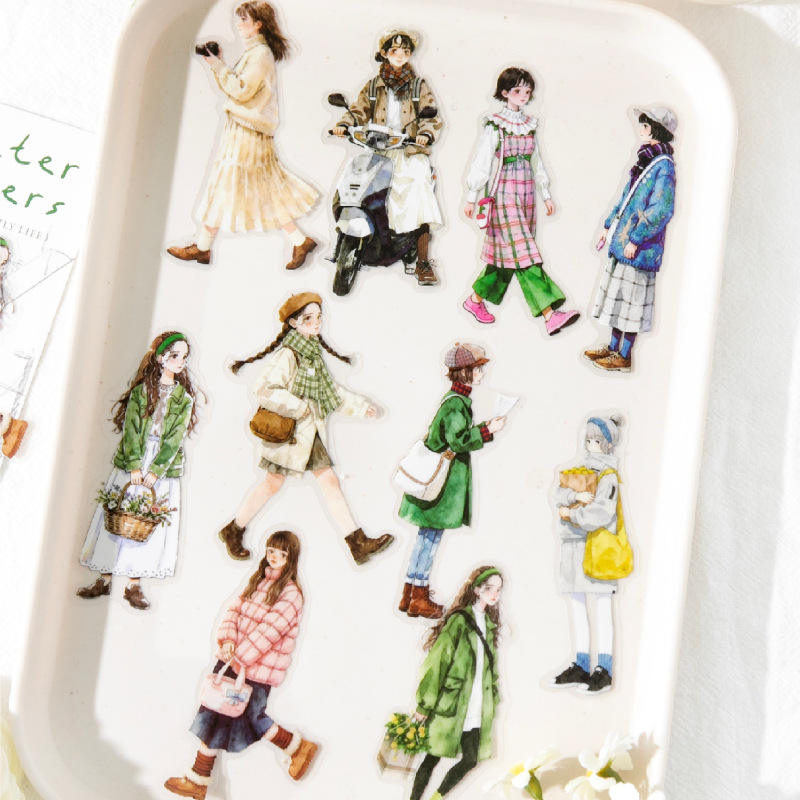 30 Pcs Street Corner Passersby Retro Character Stickers