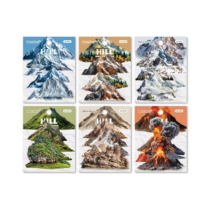16 Pcs Mountain Series Hill Stickers for Journaling