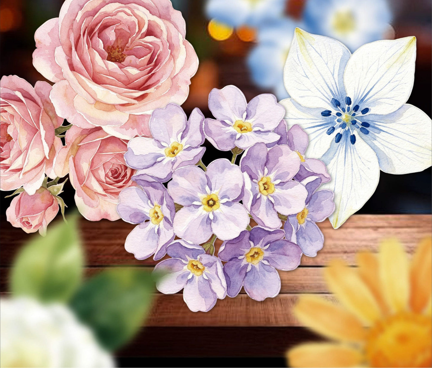 10 Pcs Light Floral Stationery Series Floral-themed Scrapbooking Stickers