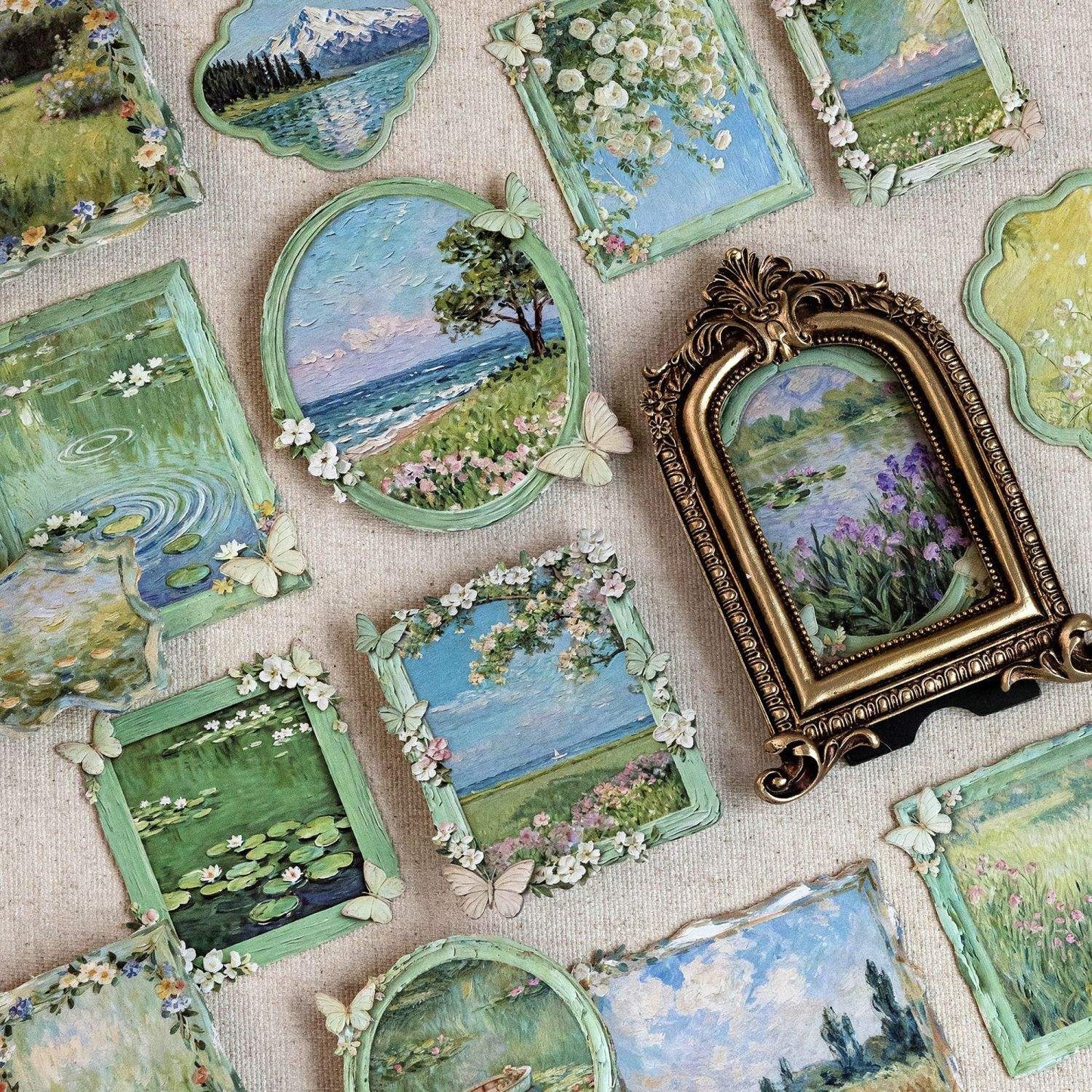 15 Pcs Monet Picture Frame Series Vintage style Creative Stickers