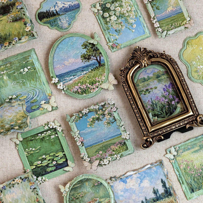 15 Pcs Monet Picture Frame Series Vintage style Creative Stickers