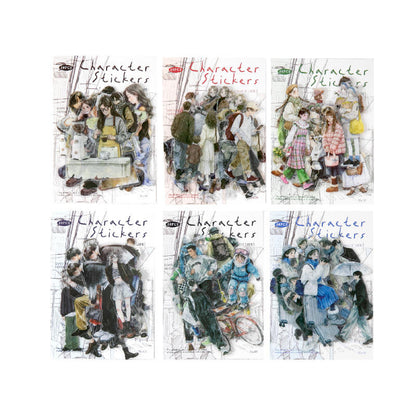 30 Pcs Street Corner Passersby Retro Character Stickers