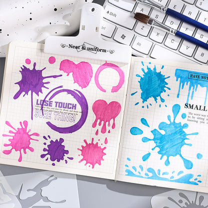 6pcs Ink Drop PET Painting Stencil Set