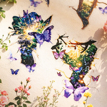 10 Pcs Cracked Butterfly Whispers Series Vintage Scenery Stickers