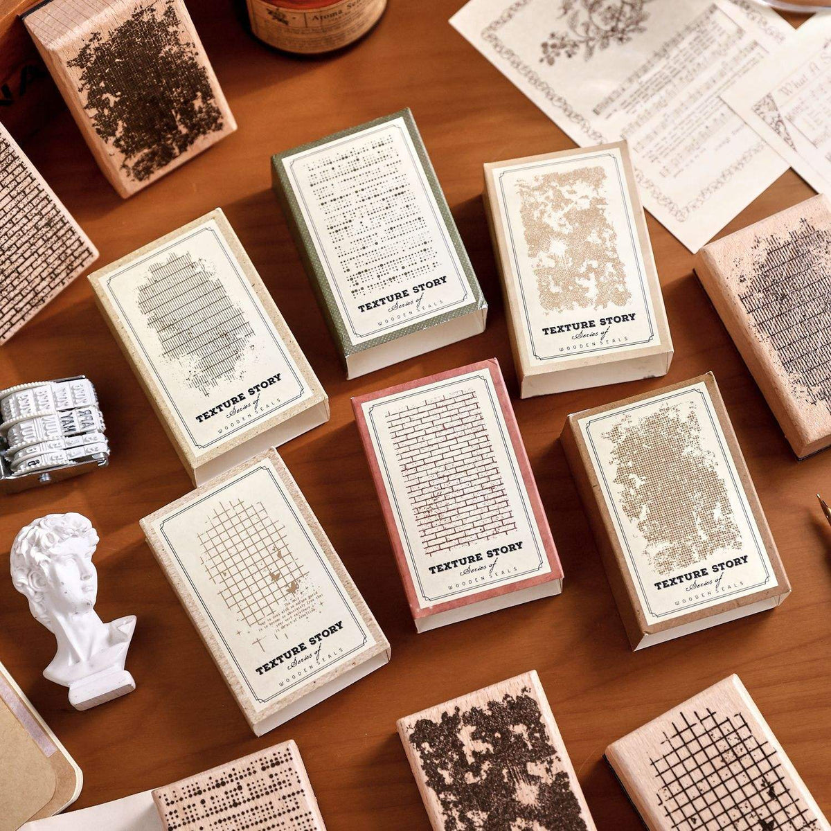 1 Pc Stamp Texture Tales Series Wooden Stamp for Journaling