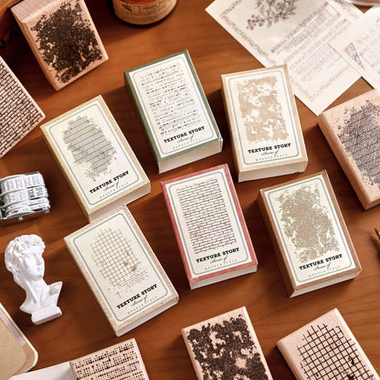 1 Pc Stamp Texture Tales Series Wooden Stamp for Journaling