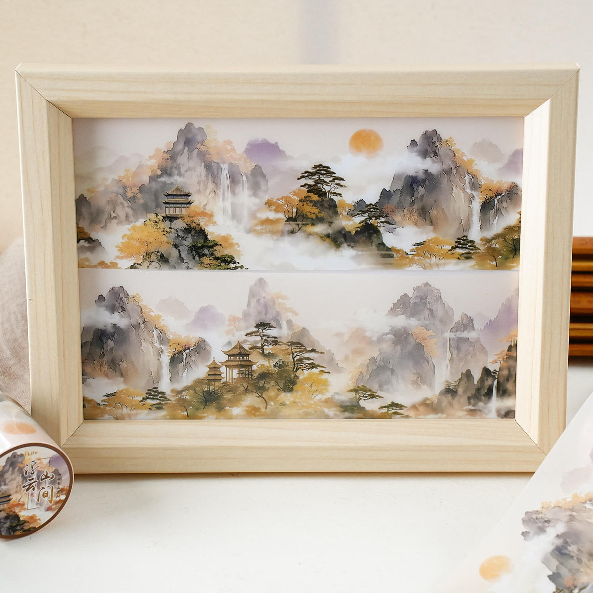 1 Roll A Pillow of Green Mountains Series Traditional Chinese Landscape Tape