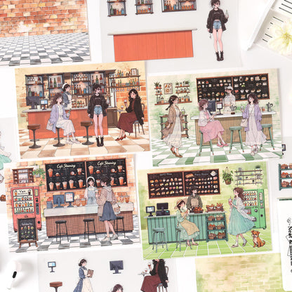 3 pcs/pack Afternoon Shimmer Scene Stickers for journaling