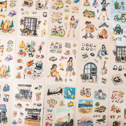 20 Sheets Nini's Travel Plans Series Scenery Dual-Material Sticker Book