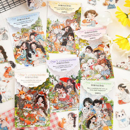 20 pcs Aya's Pals Series Cartoon Pet Stickers