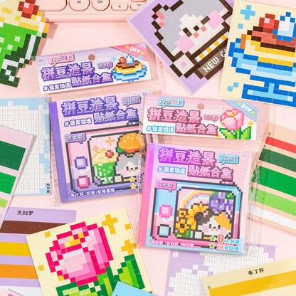 24 Sheets Pixel Art Scrapbooking Sticker Book