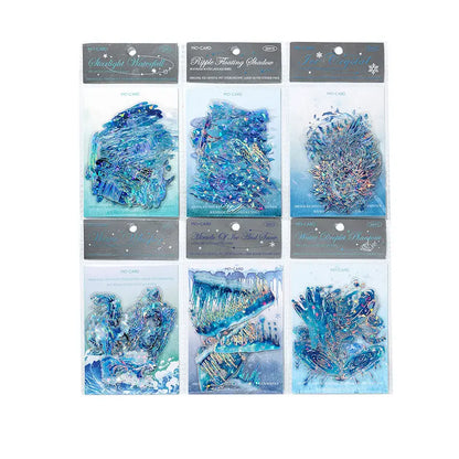 20 pcs Ice Crystal PET Stereoscopic Laser Silver Sticker Pack