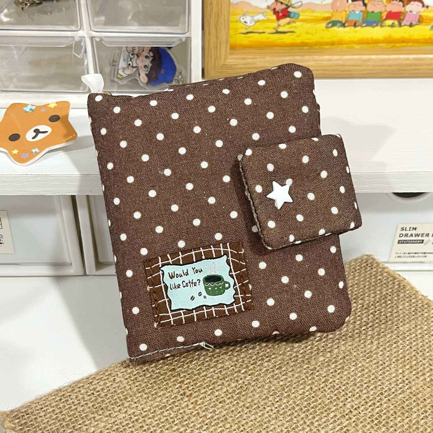 1 Pc Stylish Korean-style polka-dot brown M5 Cloth Notebook