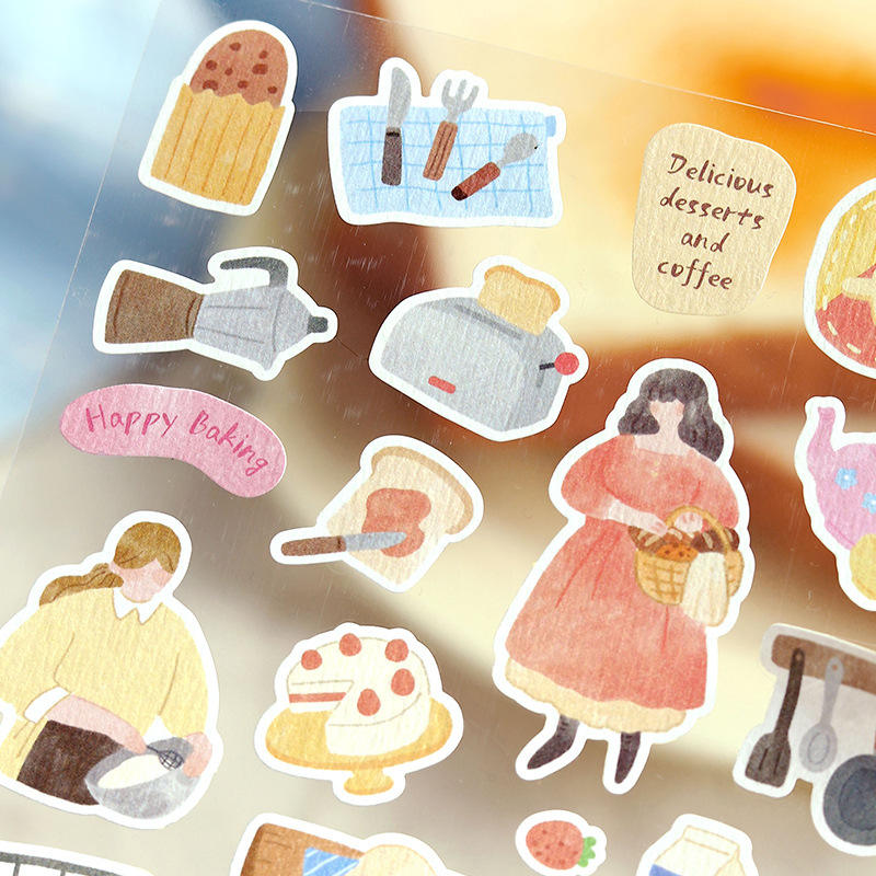 1 sheet The Long Slow Days Series Japanese-style watercolor stickers
