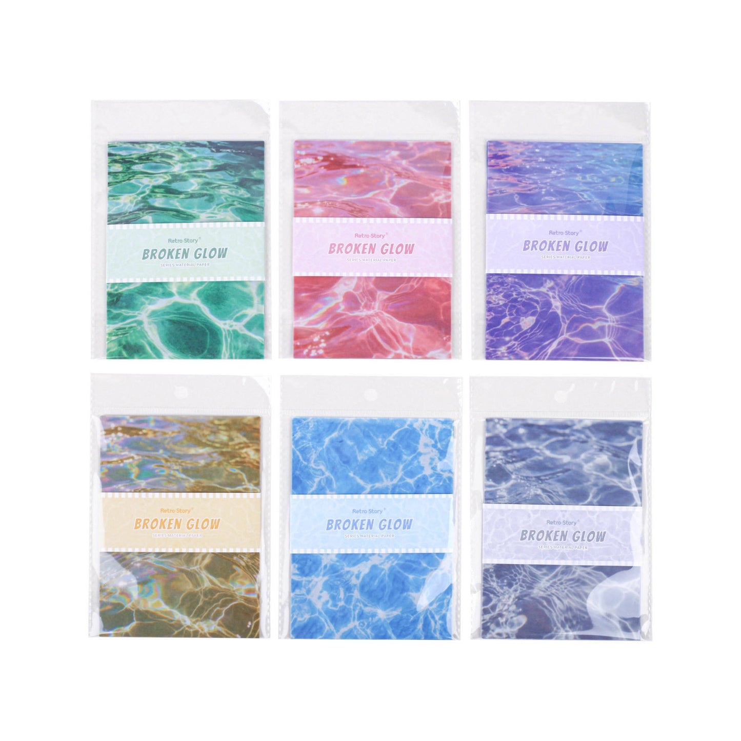 16 Sheets Shimmer Series Water Ripple Decorative Materials for Scrapbooking