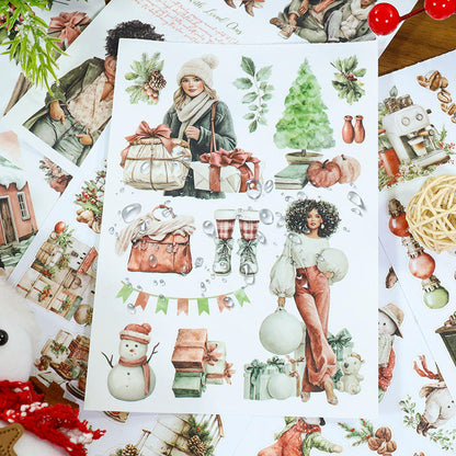 20 Sheets Retro European and American Character Die-Cut Sticker Book