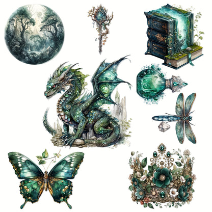 3 Sheets Vintage Emerald City Die Cut Stickers for Scrapbooking