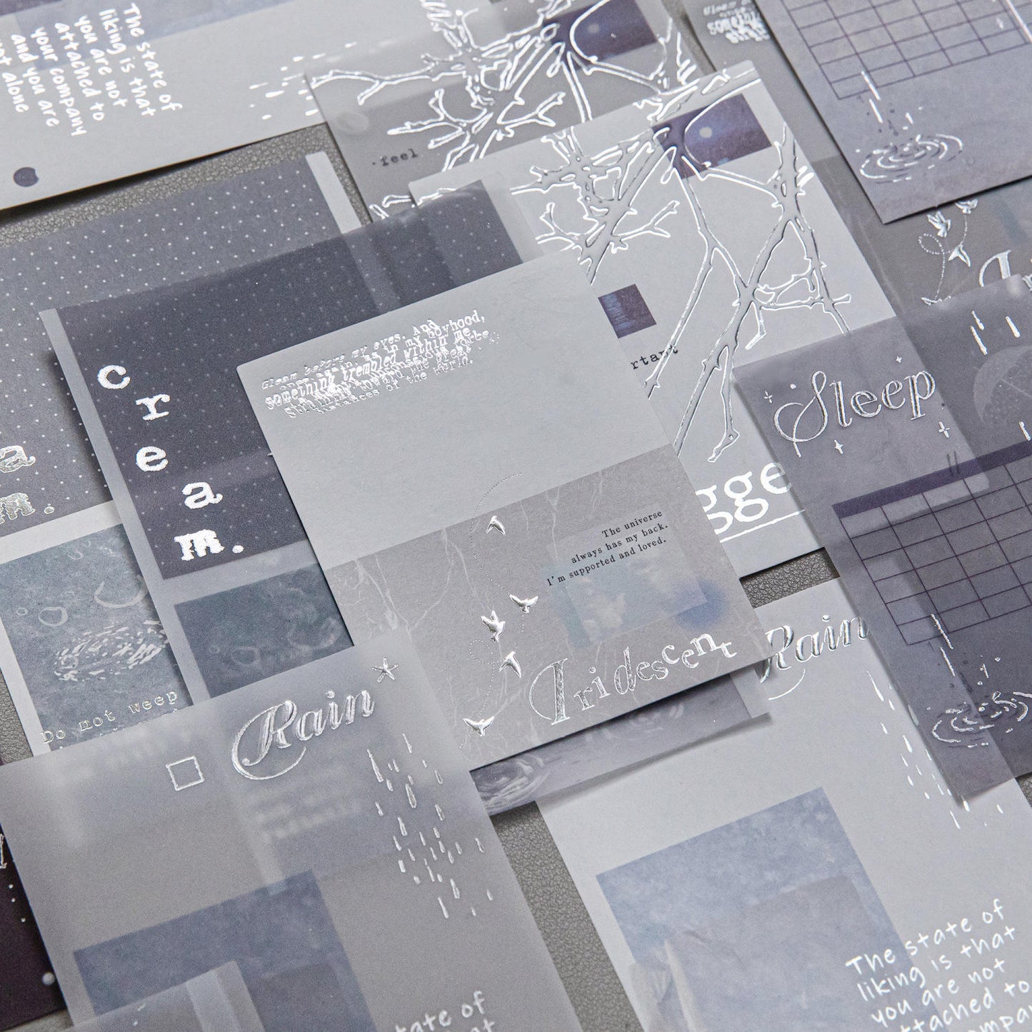 10 Sheets Embossed Notes Creative Silver Hot Stamping Material Pack