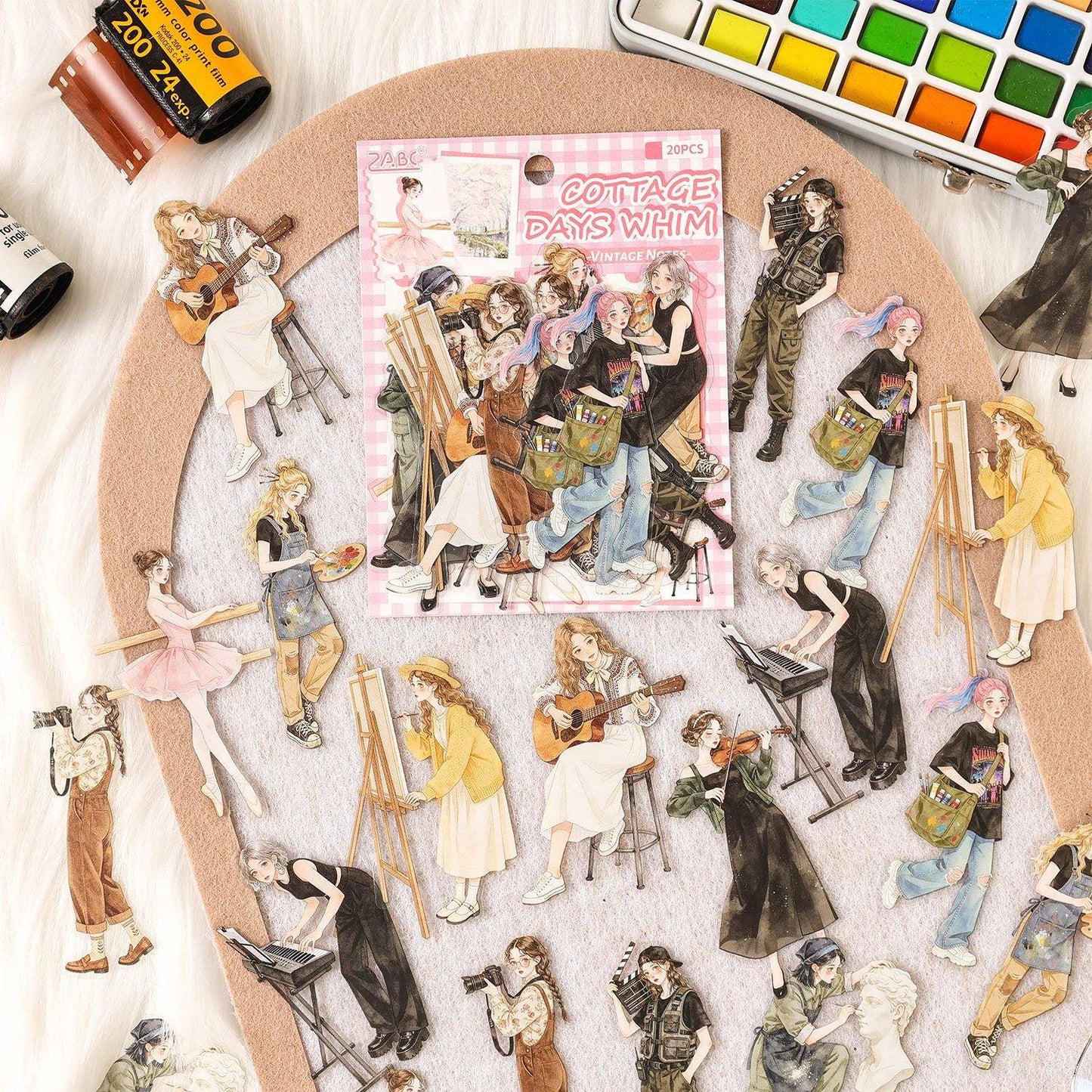 20 Pcs Old Times Stationery Series Journaling Character stickers