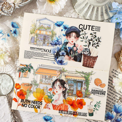 40 Pcs Blooming Clouds Pretty flowers and leaves stickers