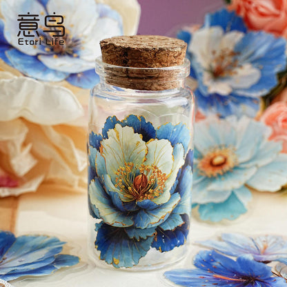 20 Pcs Multi Size Golden Flower Language Series Floral Stickers