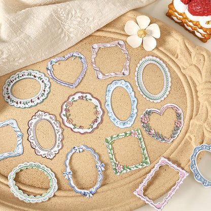 10 Pcs Milky White Border Vintage-inspired Lace patterned Stickers