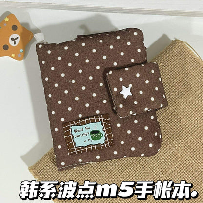 1 Pc Stylish Korean-style polka-dot brown M5 Cloth Notebook