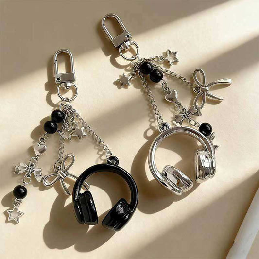 1 pc Instagram-style Cool Music Headphone Keychain Bag Charm