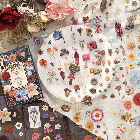 20 Sheets Vintage Tales of Wilderness Floral Decorative Sticker Book