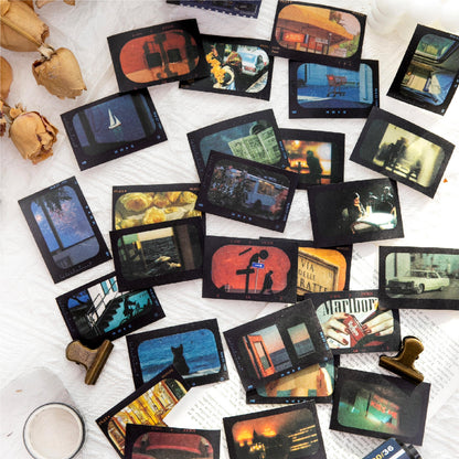 50 sheets Retro Scenery What Time Is It Over There Series Collage Sticker Book