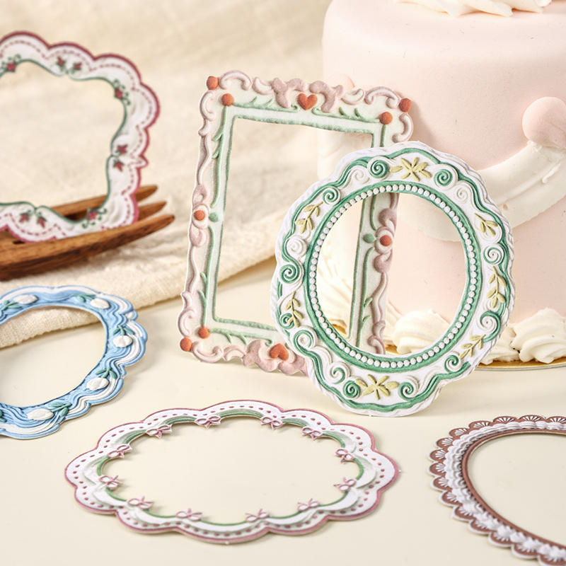10 Pcs Milky White Border Vintage-inspired Lace patterned Stickers