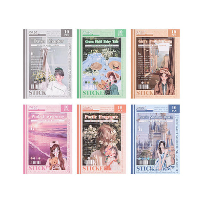 10 Sheets A Girl's Thoughts Series Retro Scrapbooking Paper