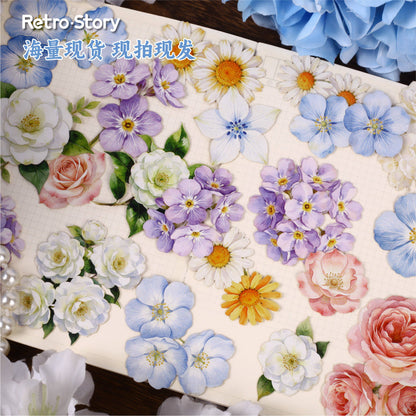 10 Pcs Light Floral Stationery Series Floral-themed Scrapbooking Stickers