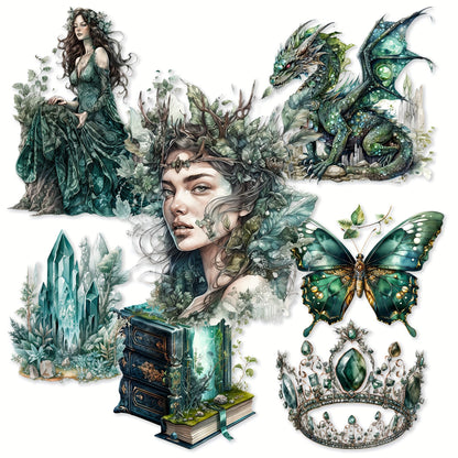 3 Sheets Vintage Emerald City Die Cut Stickers for Scrapbooking