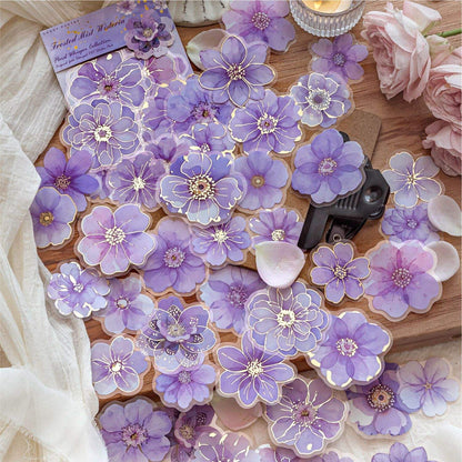 40 Pcs Blooming Whispers Series Hot-stamped watercolor floral journaling Stickers