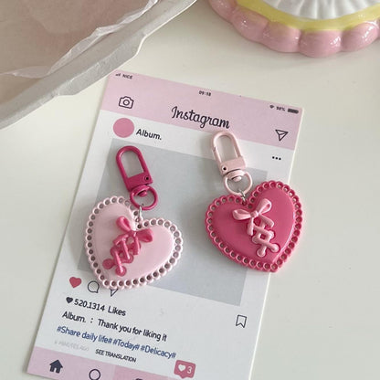1 Pc y2k Hollow-Cut Heart Cute Bow Keyring Charms