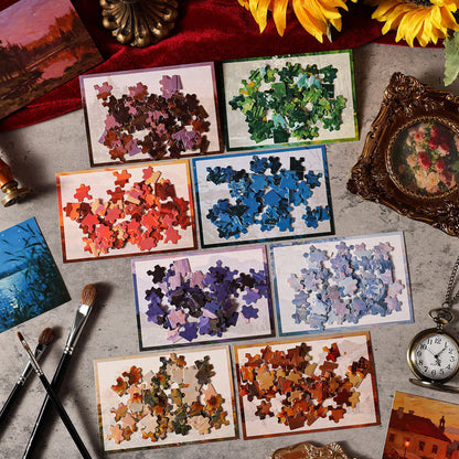 54 Pcs of Puzzle Stickers: Monet Impressions Series Retro Landscape Stickers