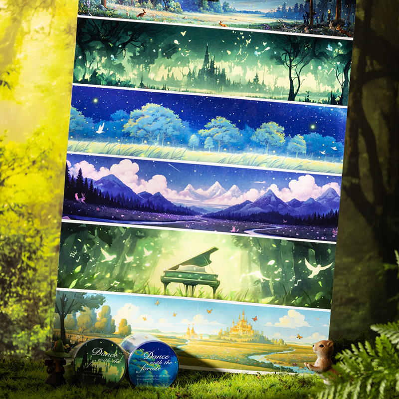 2M Roll Dance with the Forest Series Creative Mountain Forest Theme Scenery Tape