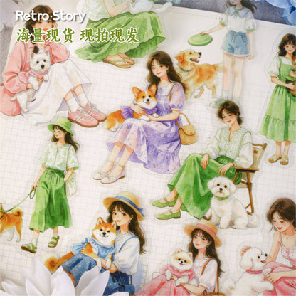 20 Collect Cuties Series Girl with Pets Character-themed Stickers