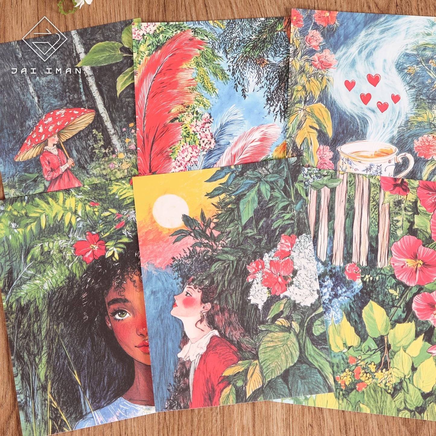 16 sheets Vintage Oil Painting Style Woodland Girls Forest Fairytale Scrapbook Paper