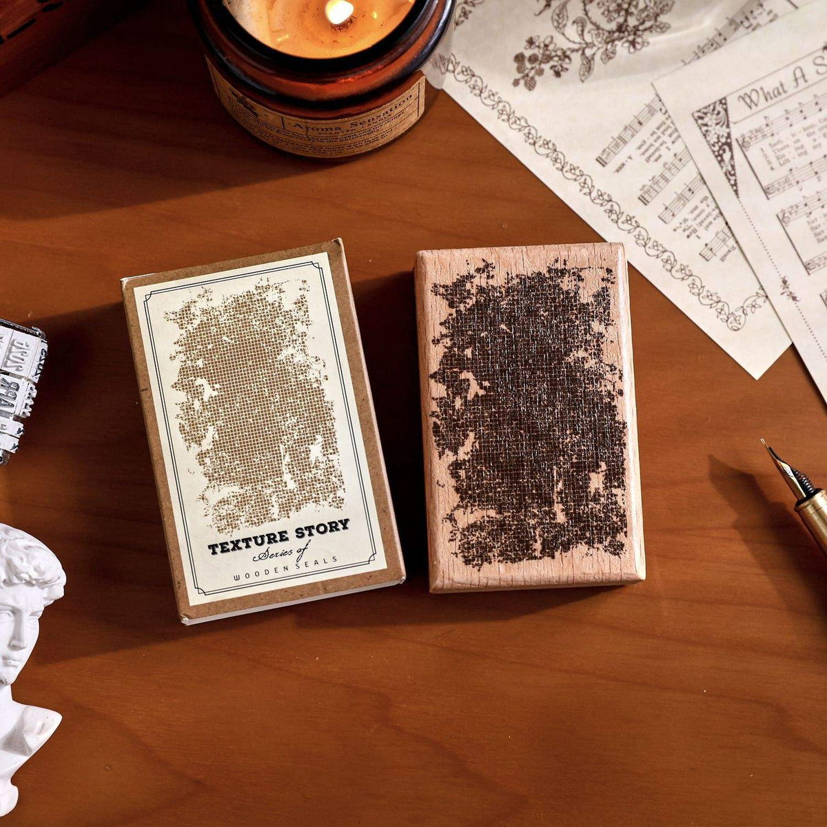1 Pc Stamp Texture Tales Series Wooden Stamp for Journaling