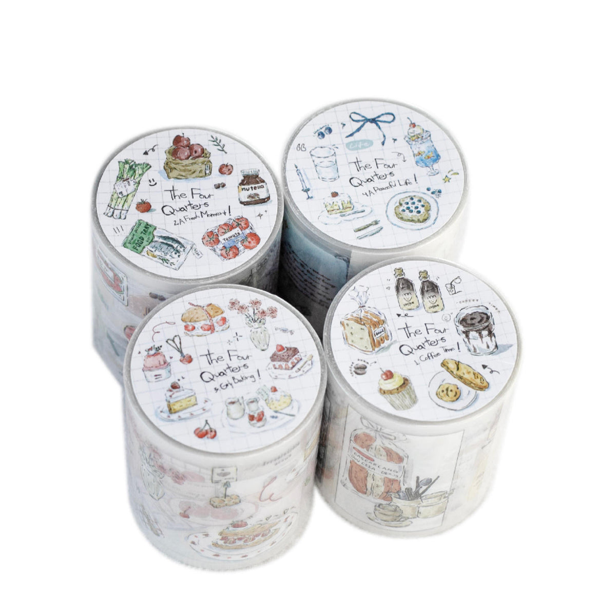 1 Roll Four Times of The Day Series Instagram Style Hand Drawn Artistic Journal Tape