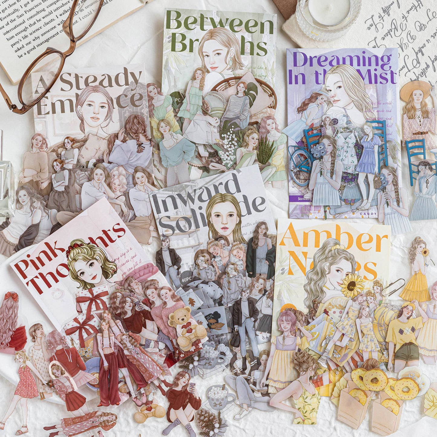 40 Pcs Girls Wanderlust Series Retro Character-Themed Stickers